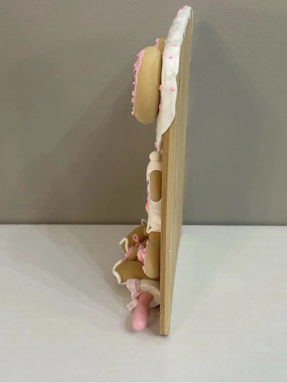 Handmade Pink Fake Gingerbread Donut Baker Cutting Board Display